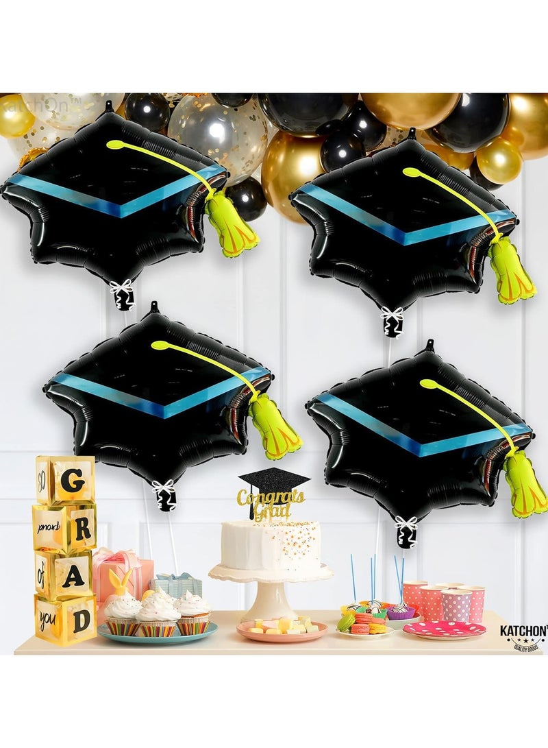 KatchOn, Big Graduation Cap Balloons - 22 Inch, Pack of 4 | Grad Hat for Grad Decorations Class of 2025 | Grad Foil Balloons, Graduation Decorations 2025 - Image 5